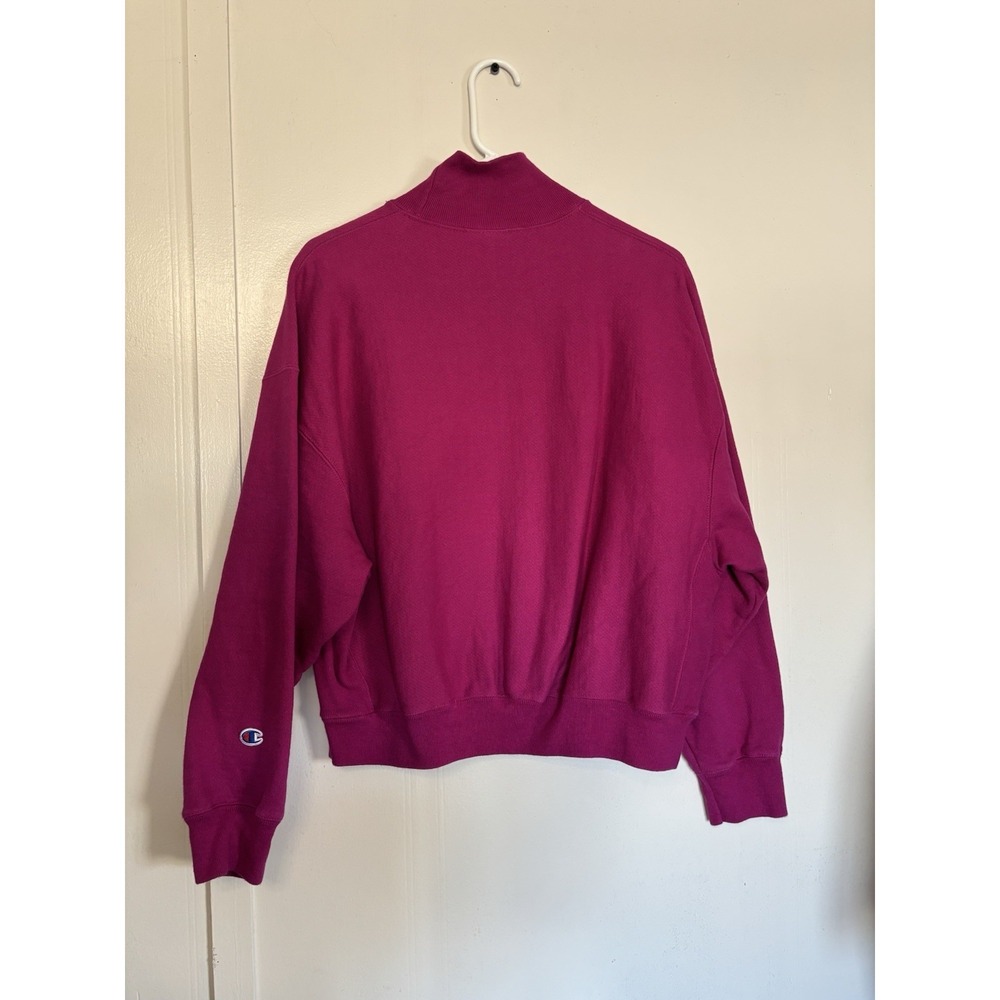 magenta Champion women's Reverse Weave mock neck cropped sweatshirt Medium - Picture 5 of 11